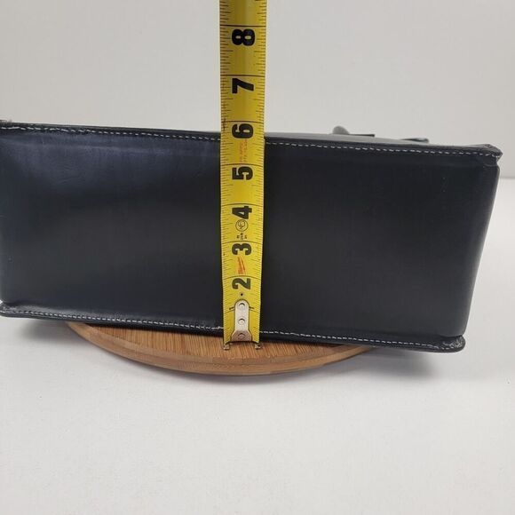 Lamberston Truex Boxcar Black Leather Handbag Bag Purse Italy - Picture 9 of 16